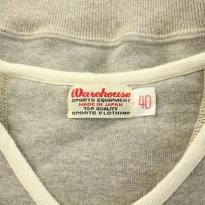 WAREHOUSE 456 US.NAVY スウェットカーディガン 長袖 Vネック ストレッチ 無地 裏起毛 40 グレー