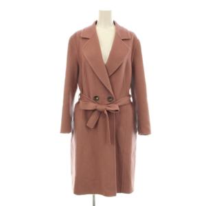チェスターコート ダブル ロング カシミア ベルト付き 36 ピンク 5017826 /KU
