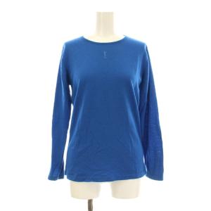 ニット 長袖 クルーネック ロゴ刺繍 ウール M 青 ブルー  SSB9-695 /KU