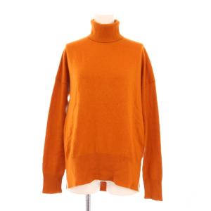 ニット セーター 長袖 タートルネック カシミア 無地 S オレンジ /BB