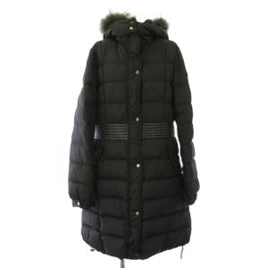 ダウンコート アウター ナイロン ロング丈 ジップアップ フード ラクーンファー 3 黒 ブラック LTA13A4283