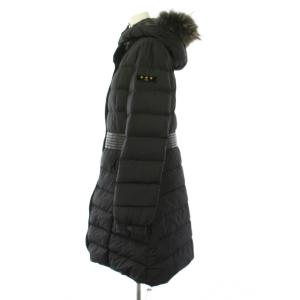 TATRAS ダウンコート アウター ナイロン ロング丈 ジップアップ フード ラクーンファー 3 黒 ブラック LTA13A4283