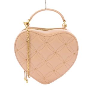 2WAY キルティングハートバッグ ハンドバッグ ショルダーバッグ フェイクレザー チェーン バイカラー