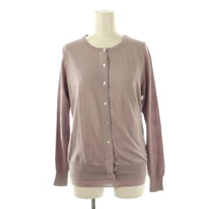 コットン麻混クルーネックカーディガン ニット アンサンブル ラベンダー /DF