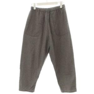 イージーパンツ 総柄 千鳥格子 ウール カシミヤ混 36 黒 ブラック 白 ホワイト 18A-SL-001