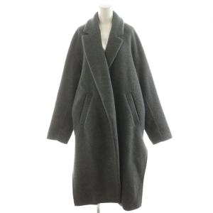 ダブルビーバースリットコート チェスターコート ロング丈 ウール アウター 38 グレー 緑 グリーン