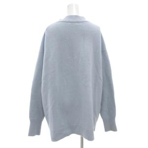 IENA AQUA ワイドVネックカーディガン ニット 長袖 厚手 カシミヤ混 水色 ライトブルー 20080900746030