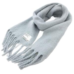 24AW マフラー フリンジ 無地 ロゴ F 水色 ライトブルー /AE
