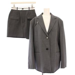グランジオーバージャケット ミニスカート セットアップ テーラード アウター シングル 総裏地 台形 フレア