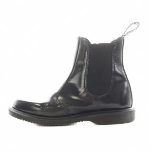 フローラ チェルシーブーツ サイドゴアブーツ ショートブーツ アーモンドトゥ ドット柄 レザー 4 黒