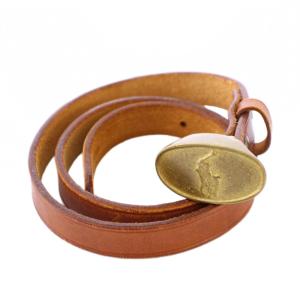 ベルト レザー ロゴ バイカラー 65 茶 ブラウン ゴールドカラー /BB