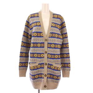 Jacquard pattern cardigan ジャガード柄カーディガン ニット 長袖 Vネック オーバーサイズ