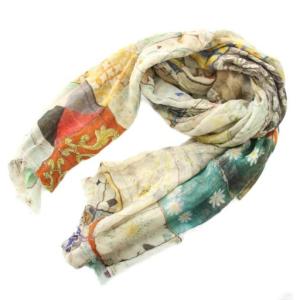 ストール マフラー 総柄 シルク混 マルチカラー /YM