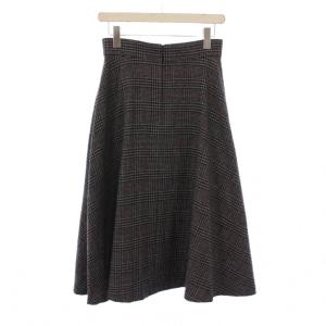 ANAYI フレアスカート ミモレ ロング グレンチェック柄 ウール 38 グレー /BB JS