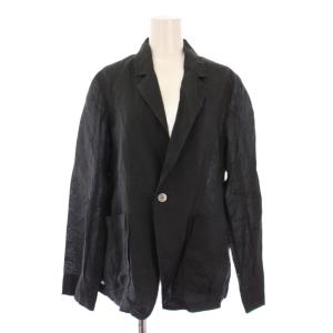 24SS リネンラミーシングルブレストジャケット テーラード アウター シングル 36 チャコールブラック