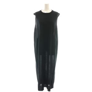 ワンピース ミモレ ロング ノースリーブ F 黒 ブラック /AT OS