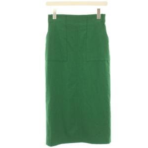 麻調タイトスカート ロング ミモレ 38 緑 グリーン 24060140829020 /HN