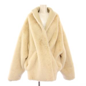 リバーシブルフェイクムートンコート アウター ショート丈 スエード ワンカラー F アイボリー 1120500310-0
