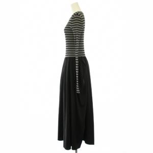 UNITED ARROWS AEWEN MATOPH フレアワンピース マキシ ロング ニット 長袖 クルーネック ボーダー柄 切替