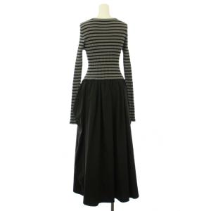 UNITED ARROWS AEWEN MATOPH フレアワンピース マキシ ロング ニット 長袖 クルーネック ボーダー柄 切替