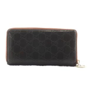 GUCCI グッチシマ 長財布 ラウンドファスナー 小銭入れあり レザー 黒 ブラック /AN17 OH