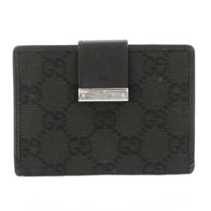 カードケース パスケース 二つ折り GGキャンバス レザー 黒 ブラック 92274 3731 /KU