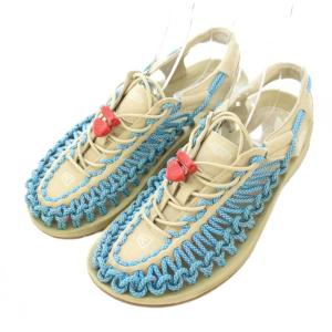 UNEEK ユニーク ストラップサンダル 厚底 24.5cm ベージュ 青 ブルー 1025187 /BB