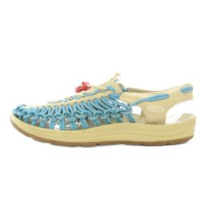 KEEN UNEEK ユニーク ストラップサンダル 厚底 24.5cm ベージュ 青 ブルー 1025187 /BB