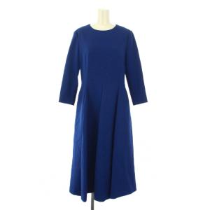 ハイツイストアムンゼンドレス フレアワンピース ミモレ ロング 長袖 クルーネック 無地 ワンカラー 38