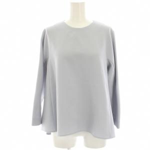 20SS ドライダブルクロスクルーネックプルオーバー ブラウス シャツ 八分袖 34 水色 ライトブルー