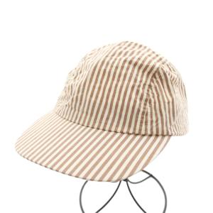 ストライプダンプキャップ STRIPE DUMP CAP 野球帽 ドローコード 茶 ブラウン 白 ホワイト