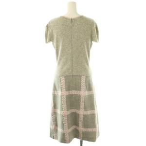 M'S GRACY ワンピース ひざ丈 カシミヤ混 40 グレー マルチカラー /ES