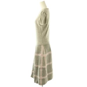 M'S GRACY ワンピース ひざ丈 カシミヤ混 40 グレー マルチカラー /ES