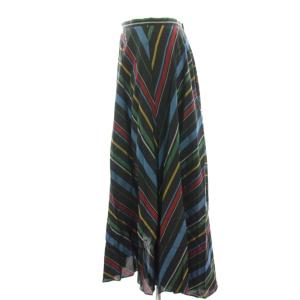 beautiful people フレアスカート ロング ミモレ ボーダー 絹 シルク混 フィッシュテール 36 黒 ブラック 1645107004