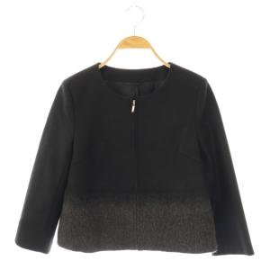 ジャケット ノーカラージャケット ジップアップ ブラック グレー /DO