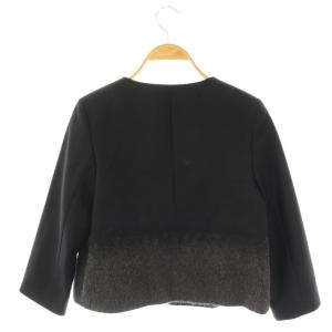 ANAYI ジャケット ノーカラージャケット ジップアップ ブラック グレー /DO