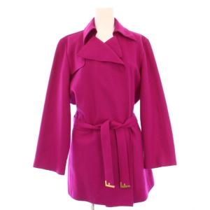 トレンチコート アウター ミドル丈 ウール ベルト Fロゴ I44 紫 パープル /BB