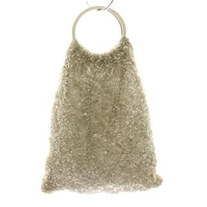 ハンドバッグ ビーズ スパンコール ナイロン グレージュ /YT