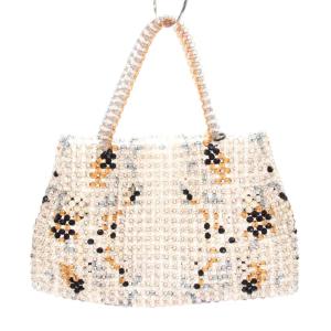 ハンドバッグ ビーズ ベージュ 黒 ブラック オレンジ /YT