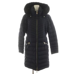 ダウンコート ロング丈 フード ファー ナイロン アウター L 紺 ネイビー WW0WW21015-094