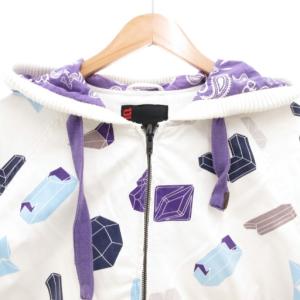 BURTON ジップアップパーカー ジャケット M 白 ホワイト マルチカラー 幾何学模様 総柄 /GV