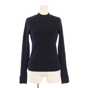 キリカエリブプルオーバー リブニット 長袖 クルーネック ストレッチ 2 紺 ネイビー /BB
