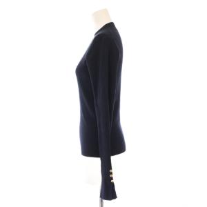 allureville キリカエリブプルオーバー リブニット 長袖 クルーネック ストレッチ 2 紺 ネイビー /BB