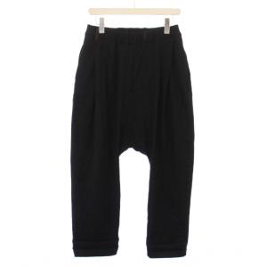 サルエルパンツ イージー スラックス ウエストゴム ストレッチ ワンカラー 無地 シルク混 S 黒 ブラック