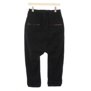 ISAMU KATAYAMA BACKLASH サルエルパンツ イージー スラックス ウエストゴム ストレッチ ワンカラー 無地 シルク混 S 黒 ブラック