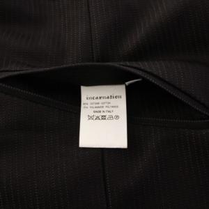 incarnation ベスト ジレ シングル Vネック アシンメトリー ショート丈 ストライプ柄 S 黒 ブラック /BB