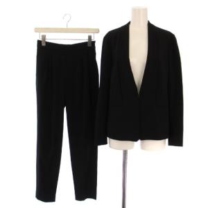 スーツ セットアップ 上下 ノーカラージャケット 背抜き イージーパンツ 36 黒 3522-147-1070
