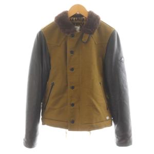 デッキジャケット レオパード 裏ボア S カーキ ブラック