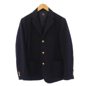 テーラードジャケット ブレザー アウター シングル 総裏地 ウール混 M 紺 ネイビー /BB