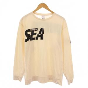 PUMA LS TEE Eggnog ロングスリーブTシャツ ロンT 長袖 クルーネック ロゴ M アイボリー